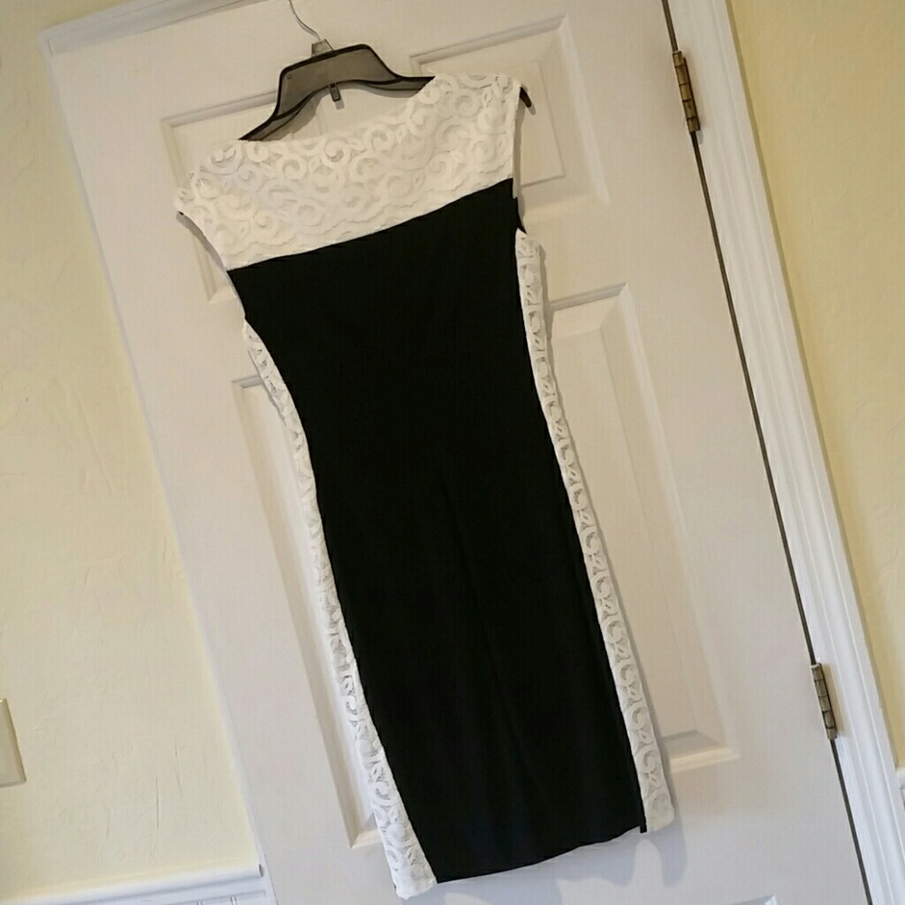 Chaps Black and White Contour Dress - Picture 2 of 5